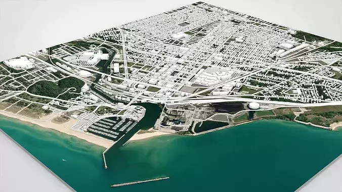 Cityscape Michigan City LaPorte County Indiana USA 3D model 7
