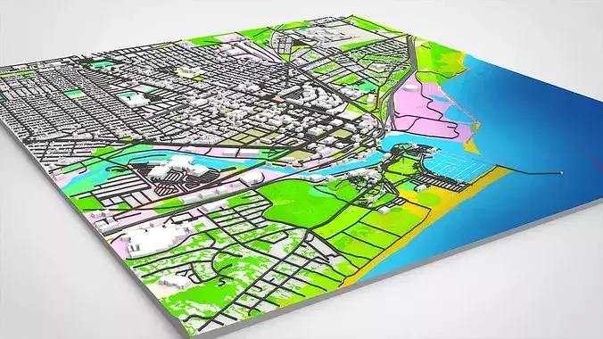 Cityscape Michigan City LaPorte County Indiana USA 3D model 3