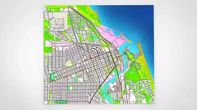 Cityscape Michigan City LaPorte County Indiana USA 3D model 4