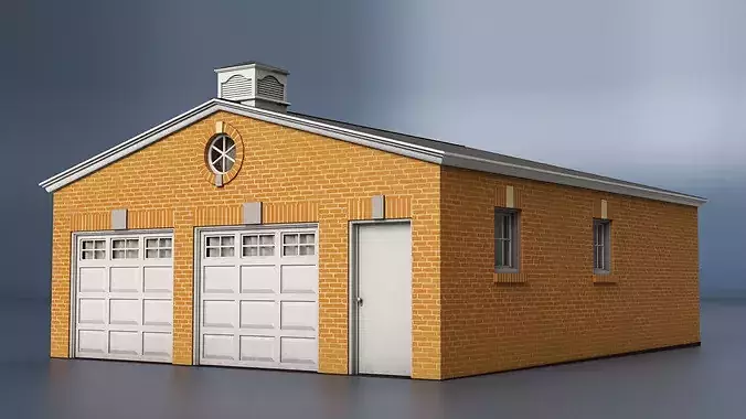 Brick Style Dual Garage 3D model 4