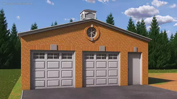 Brick Style Dual Garage 3D model