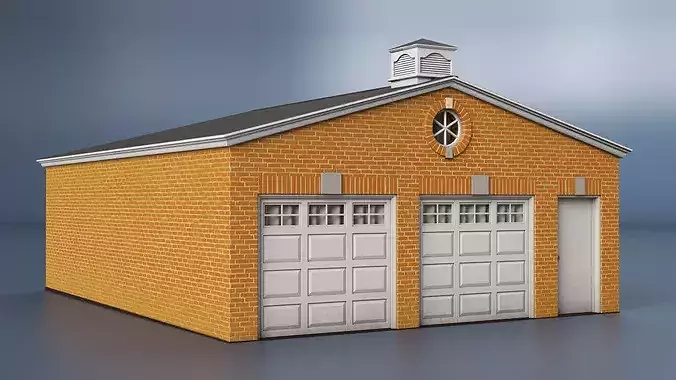 Brick Style Dual Garage 3D model 3