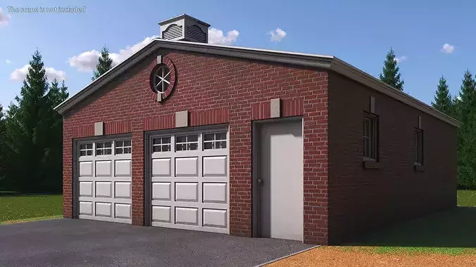 Dual Garage with Brick Exterior 3D model 2