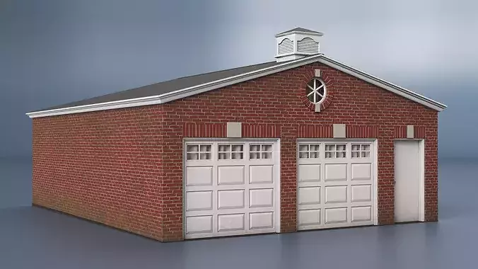 Dual Garage with Brick Exterior 3D model 4