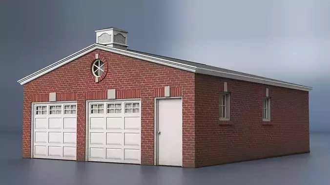 Dual Garage with Brick Exterior 3D model 5