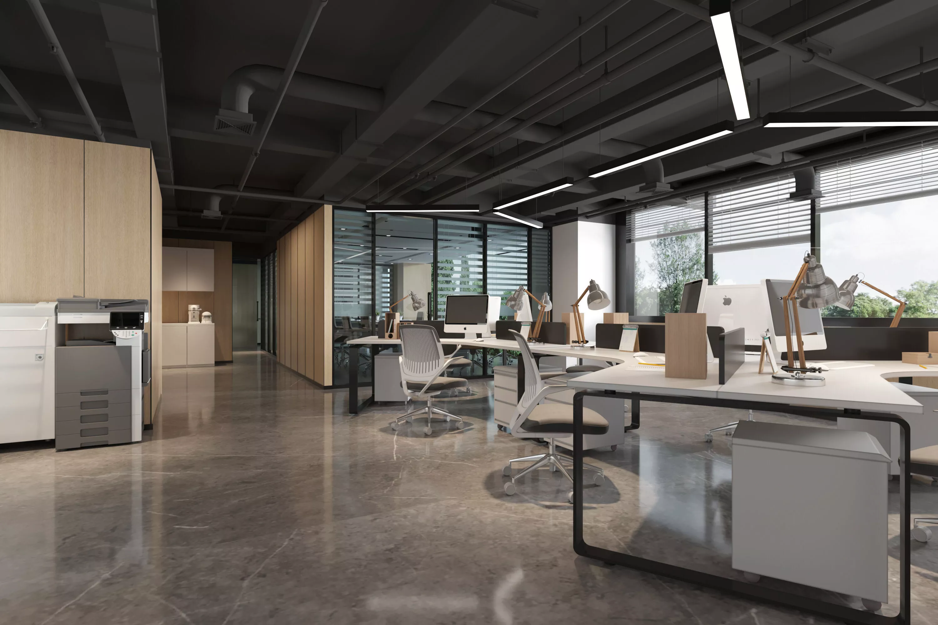 Office interior scene - Open Office 3D model