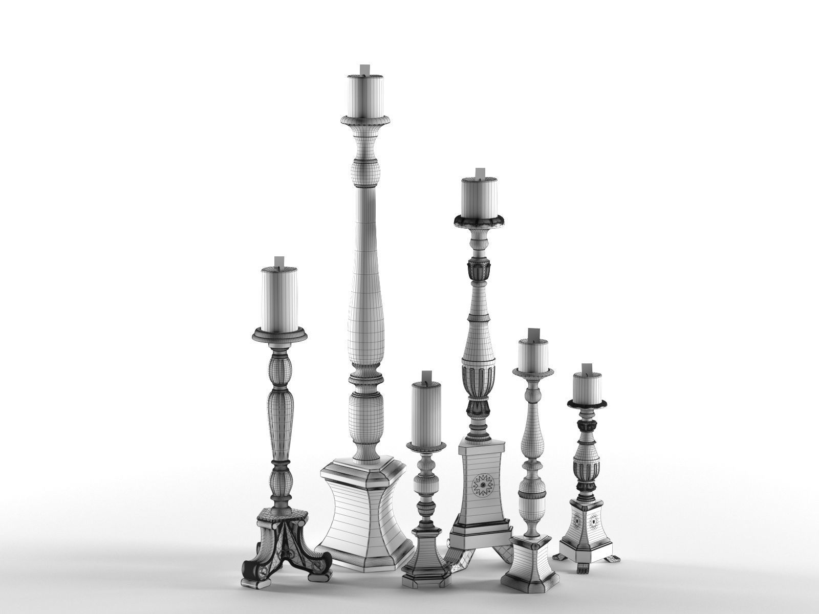 Florentine Candles 3D model_2