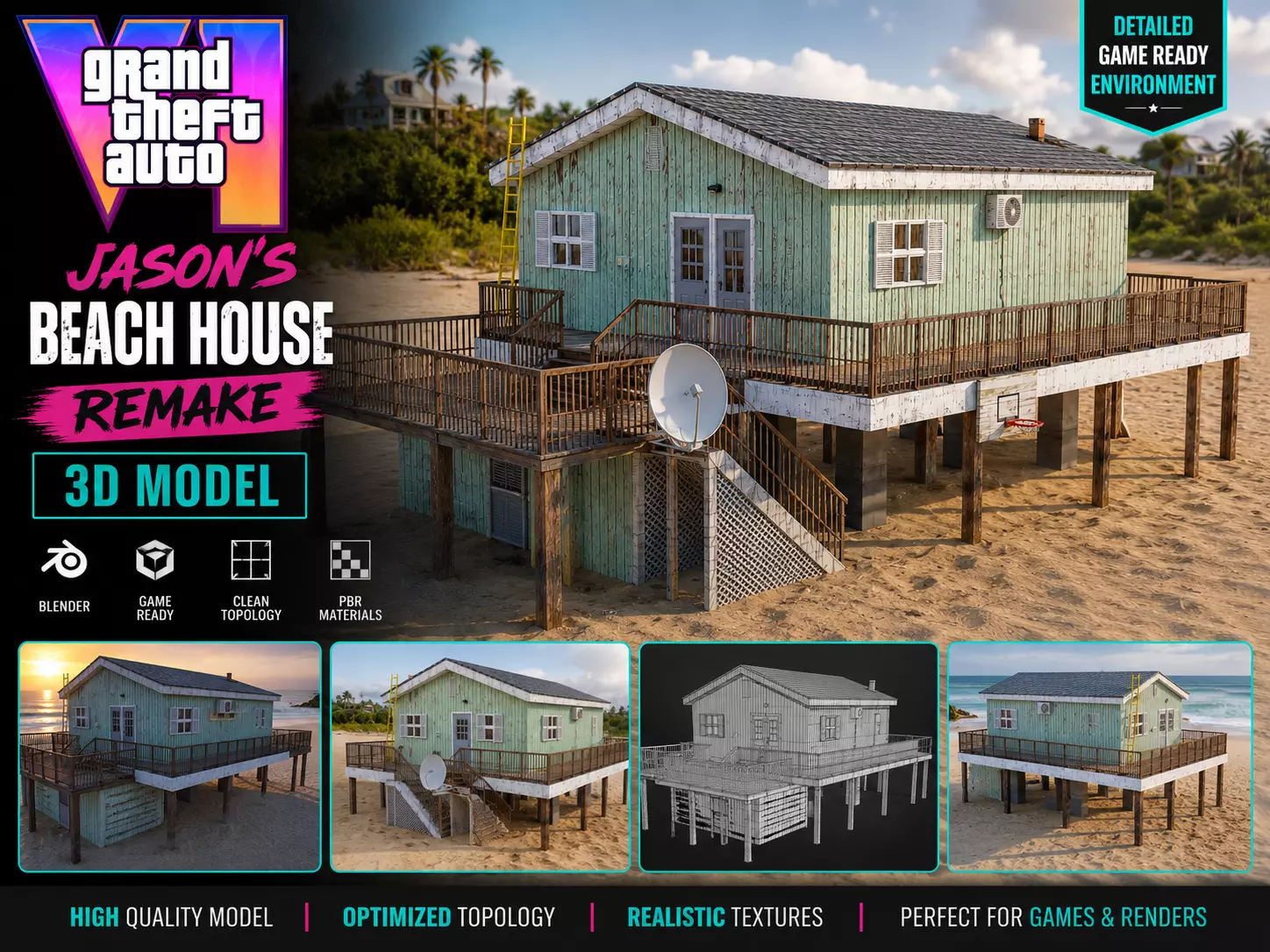 GTA 6 Jason Beach House Remake Low-poly 3D model