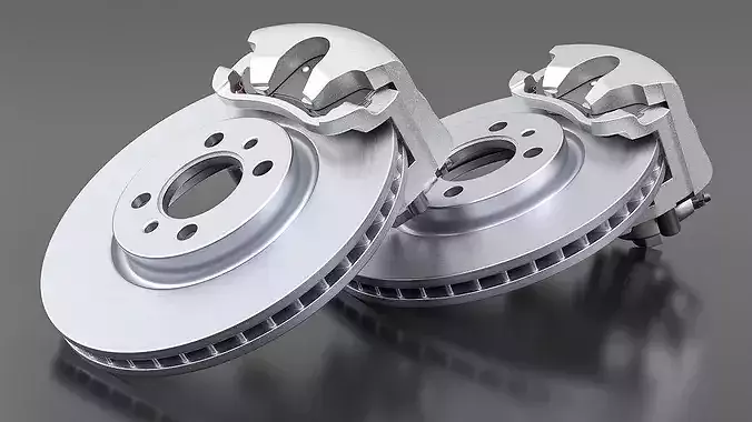 Ventilated Brake Disc with Gray Caliper 3D model