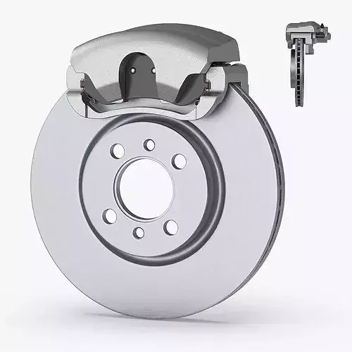 Ventilated Brake Disc with Gray Caliper 3D model 7