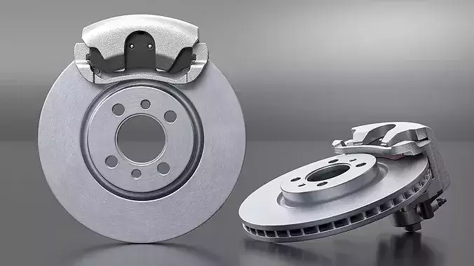 Ventilated Brake Disc with Gray Caliper 3D model 5