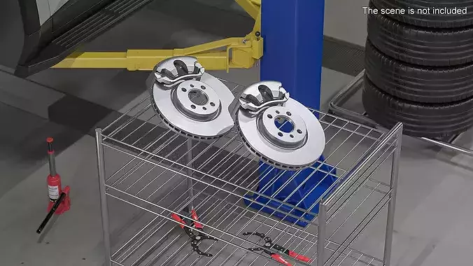 Ventilated Brake Disc with Gray Caliper 3D model 4