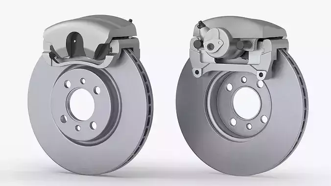 Ventilated Brake Disc with Gray Caliper 3D model 6