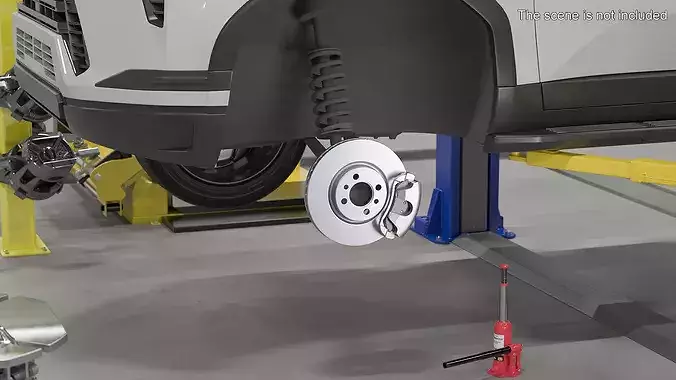 Ventilated Brake Disc with Gray Caliper 3D model 3