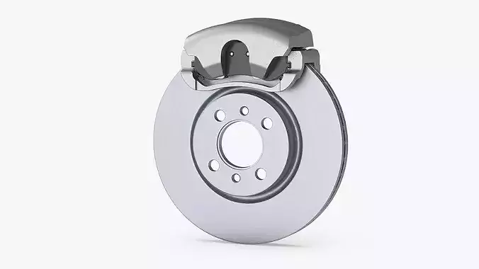Ventilated Brake Disc with Gray Caliper 3D model 2