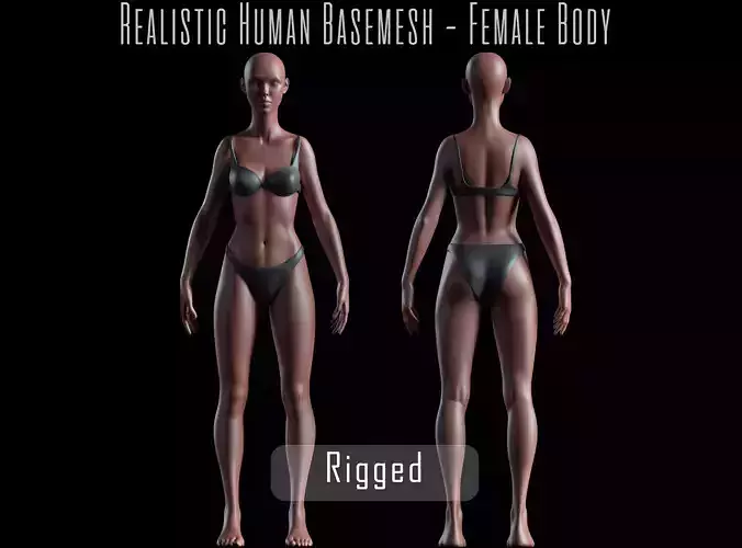 Realistic Human Basemesh - Rigged - UVMapped - Woman Body Low-poly 3D model