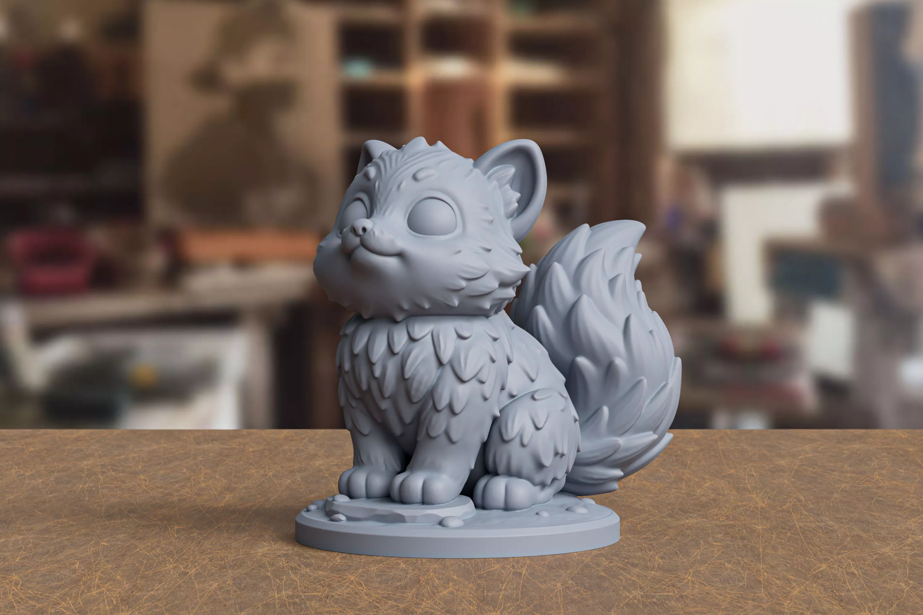 Stylized Cute Cat Statue 3D print model