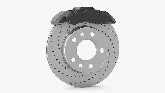 Ventilated Performance Rotor Black Caliper 3D model 2