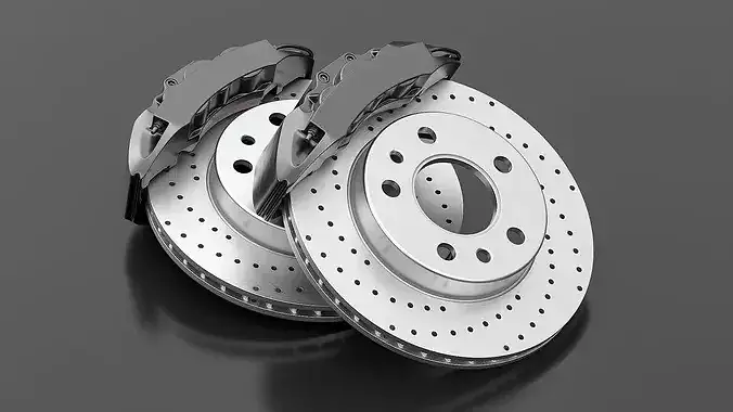 Ventilated Performance Rotor Black Caliper 3D model 6