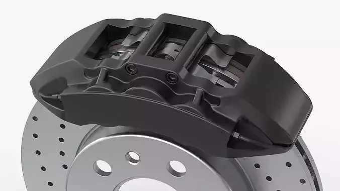 Ventilated Performance Rotor Black Caliper 3D model 7