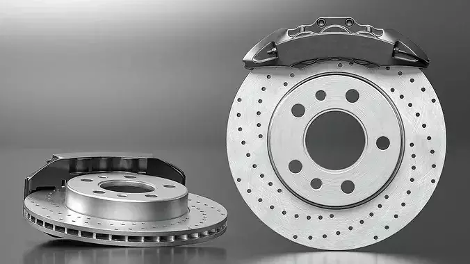 Ventilated Performance Rotor Black Caliper 3D model 5