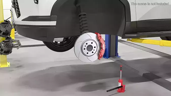 Gray Cast Iron Brake Disc with Caliper 3D model 2