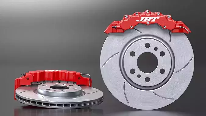 Gray Cast Iron Brake Disc with Caliper 3D model 4