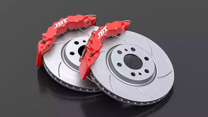 Gray Cast Iron Brake Disc with Caliper 3D model 5