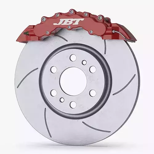 Gray Cast Iron Brake Disc with Caliper 3D model 7