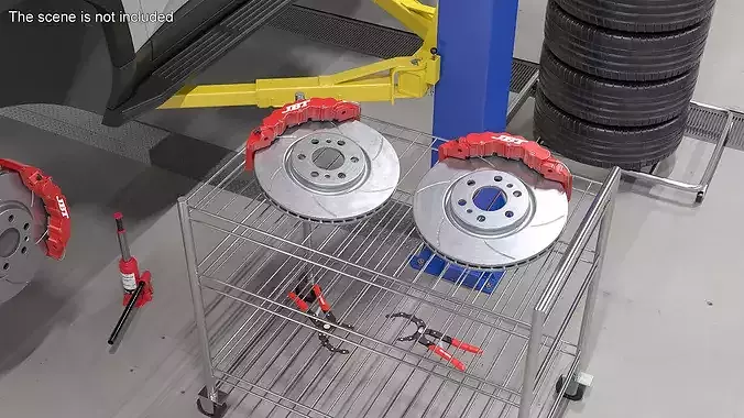 Gray Cast Iron Brake Disc with Caliper 3D model 3