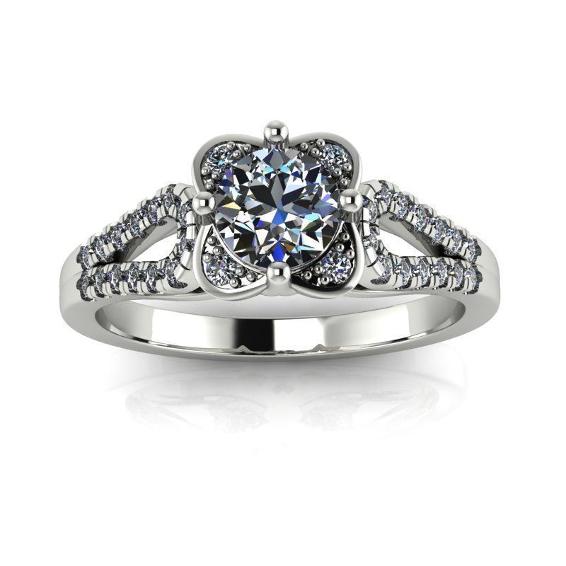 Micro-pave Loop Shank Halo Diamond Ring 0204 3D print model_2