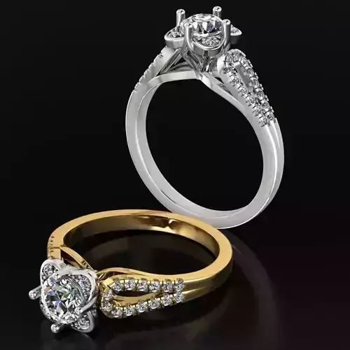 Micro-pave Loop Shank Halo Diamond Ring 0204