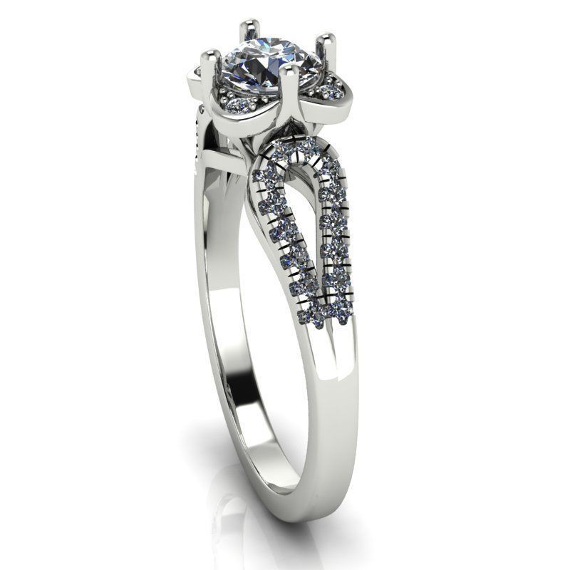 Micro-pave Loop Shank Halo Diamond Ring 0204 3D print model_1