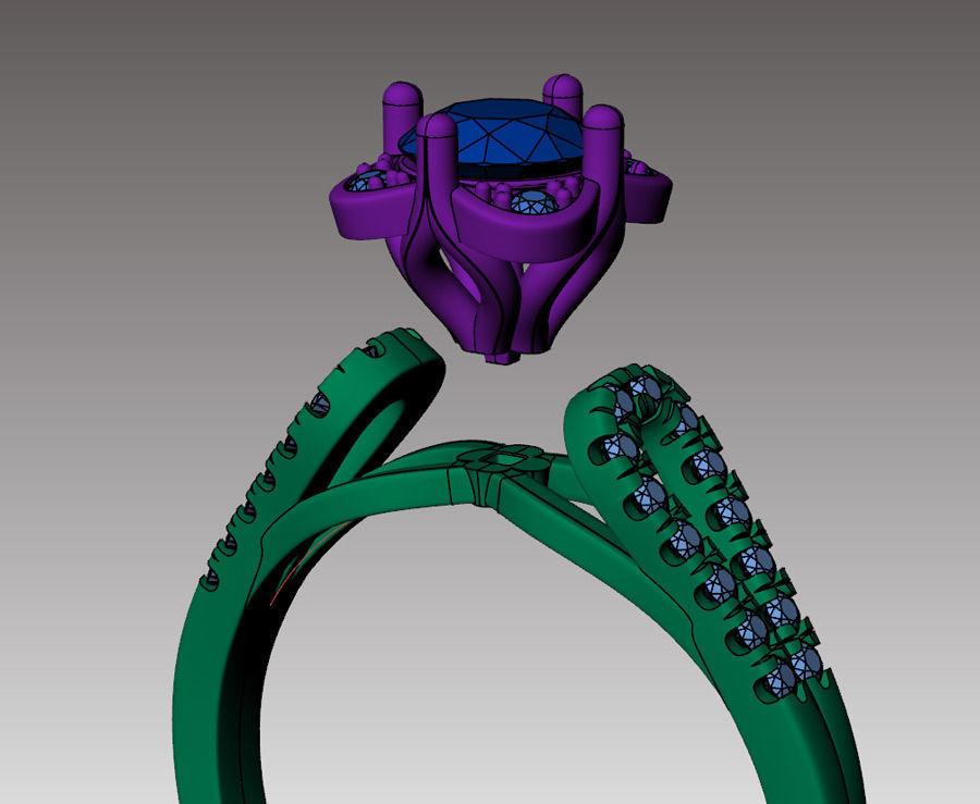 Micro-pave Loop Shank Halo Diamond Ring 0204 3D print model_5