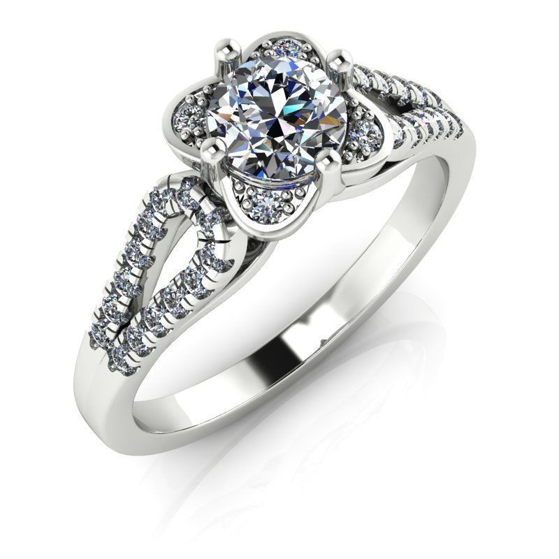 Micro-pave Loop Shank Halo Diamond Ring 0204 3D print model_3