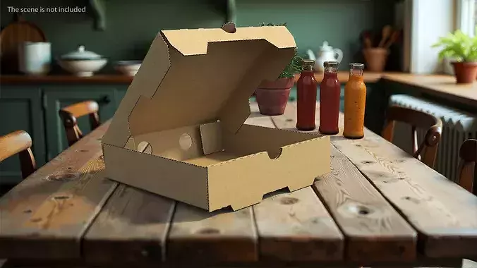 Pizza Takeout Box 3D model 4