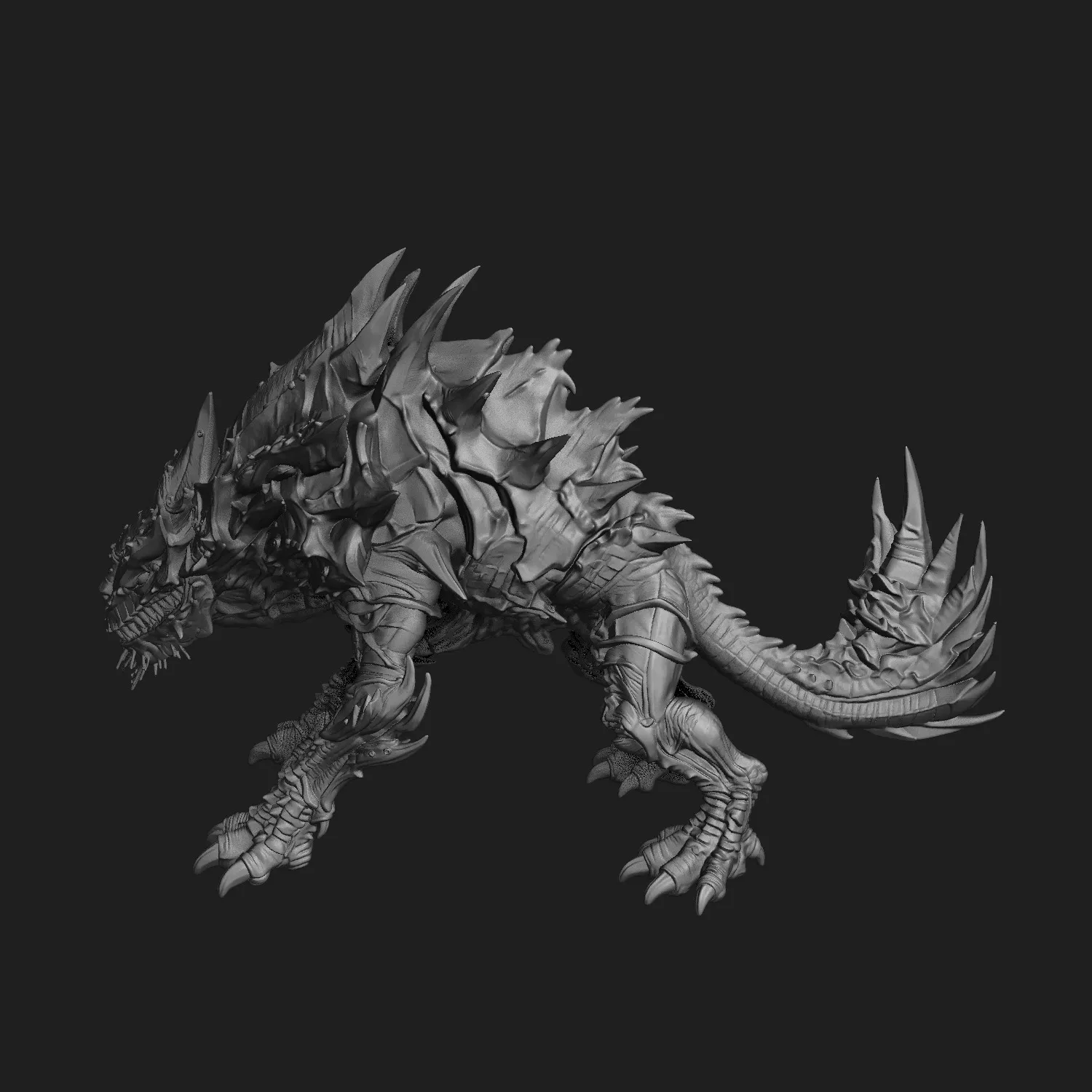 Armored Obsidian Rift-Hound Monster Figure 3D Print Model 3D print model