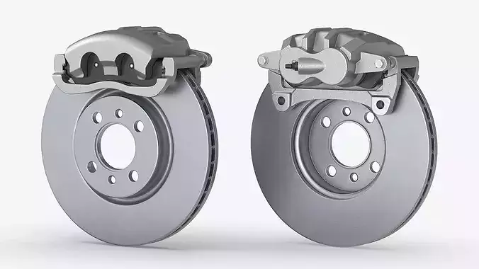 Perforated Ventilated Brake Disc with Silver Caliper 3D model