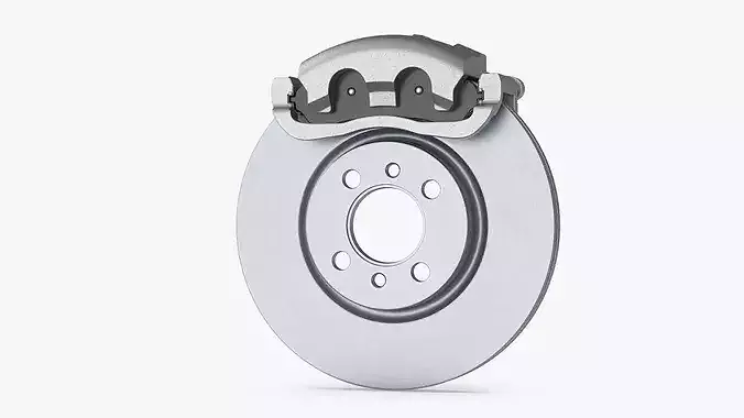 Perforated Ventilated Brake Disc with Silver Caliper 3D model 2