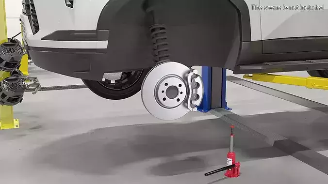 Perforated Ventilated Brake Disc with Silver Caliper 3D model 3
