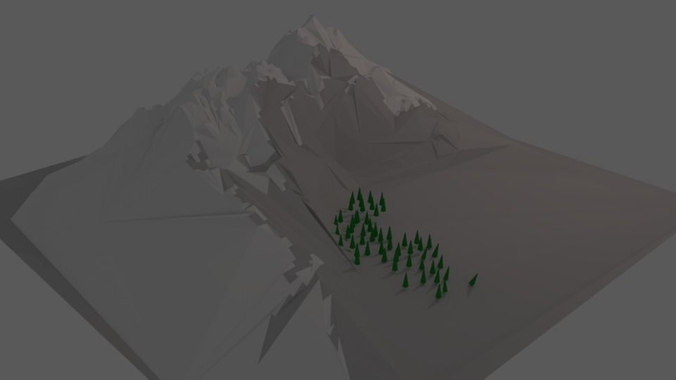 Low Poly mountain with trees