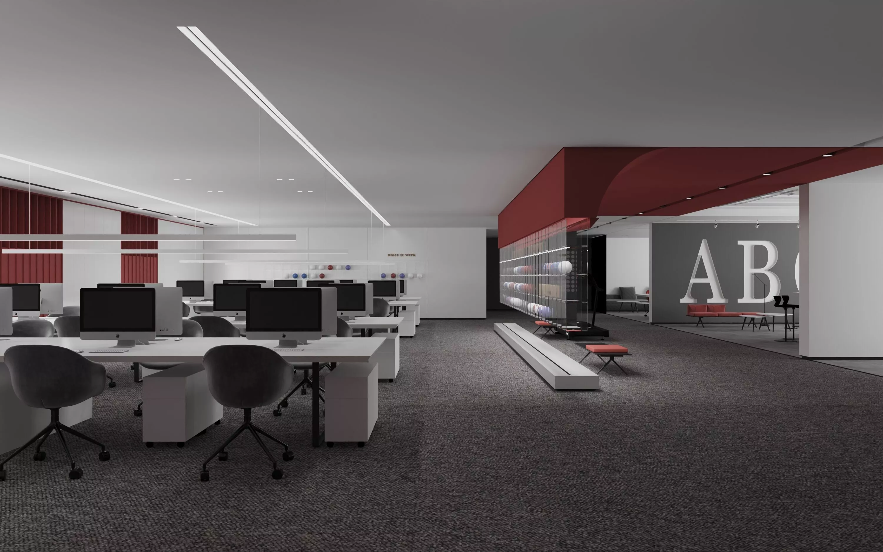 Office interior scene - Open Office 3D model