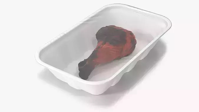 Roasted Chicken Drumstick in Tray 3D model 3