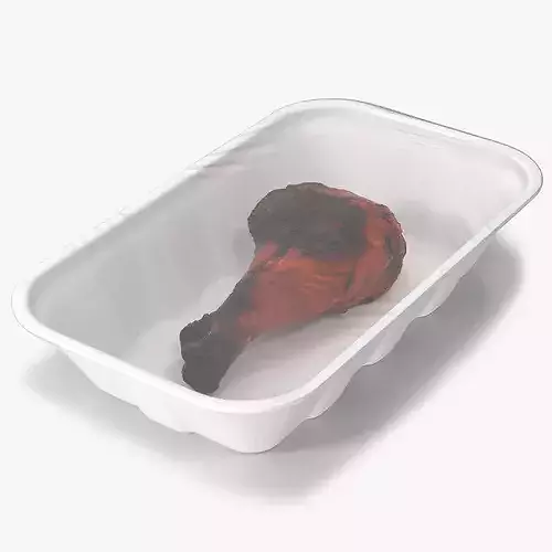 Roasted Chicken Drumstick in Tray 3D model 2