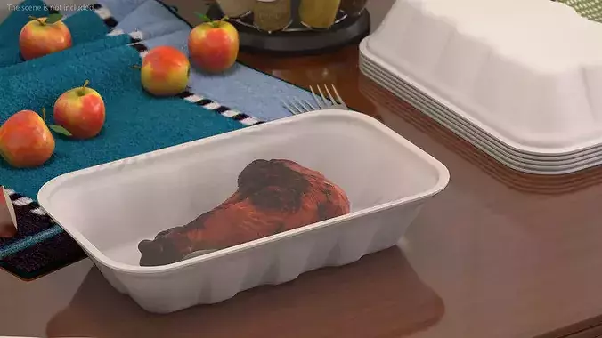Roasted Chicken Drumstick in Tray 3D model 4