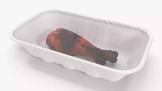 Roasted Chicken Drumstick in Tray 3D model 7