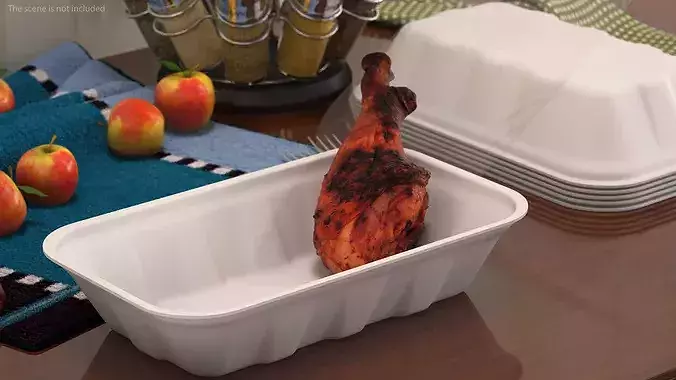 Roasted Chicken Drumstick in Tray 3D model 5