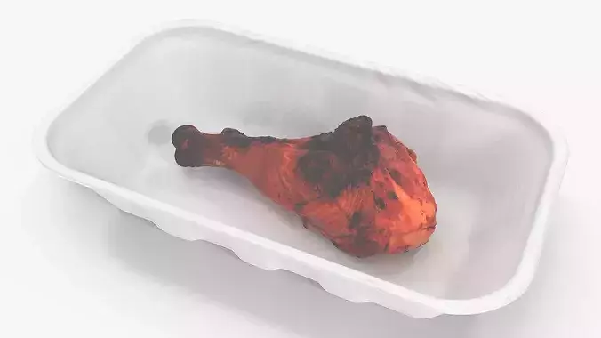 Roasted Chicken Drumstick in Tray 3D model