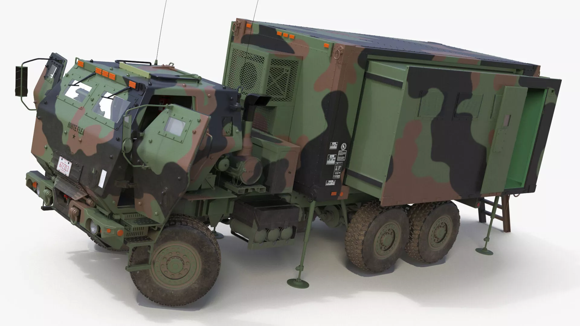 Military Transport Command Shelter Truck Rigged 3D model
