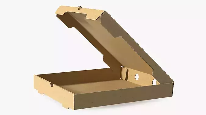 Open Pizza Box with Cartoon Design 3D model 6